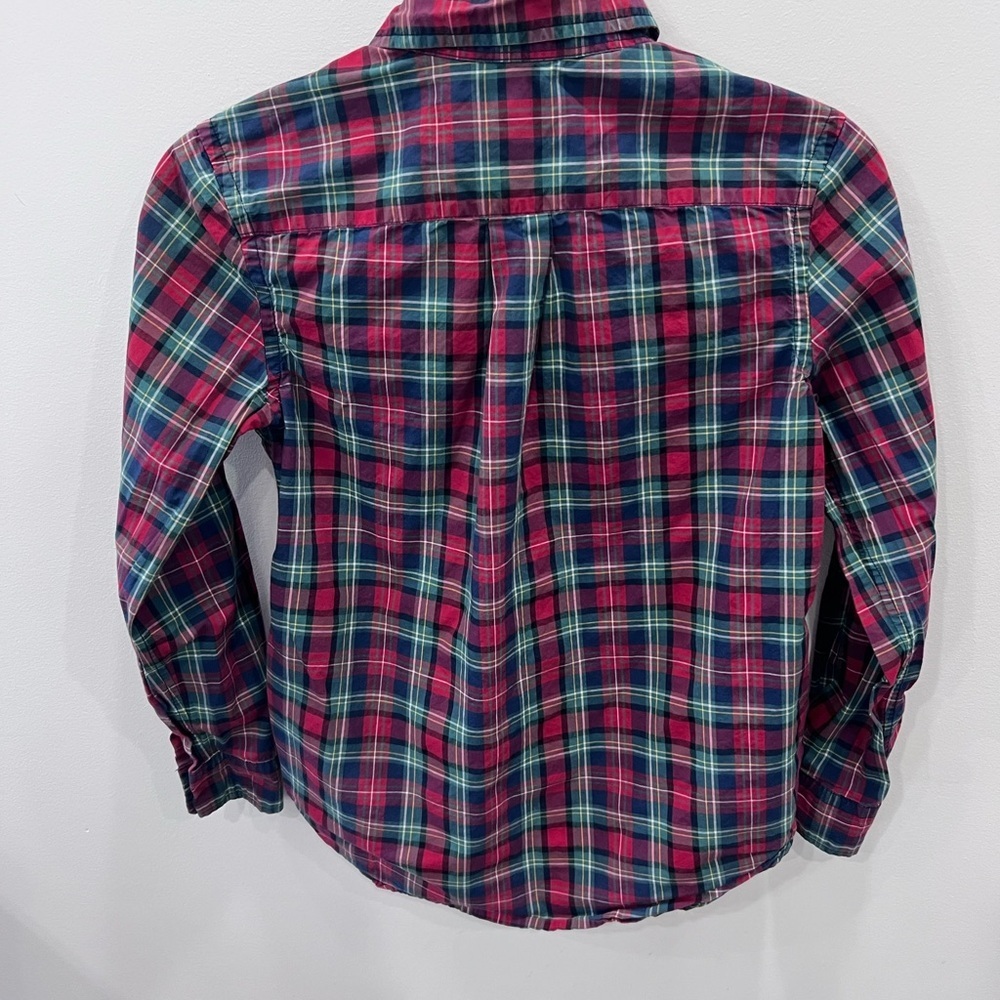 Boys Youth Plaid Ralph Lauren Button up Shirt - Red and Green - Picture 6 of 7